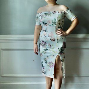 Pastel bodycon off the shoulder dress